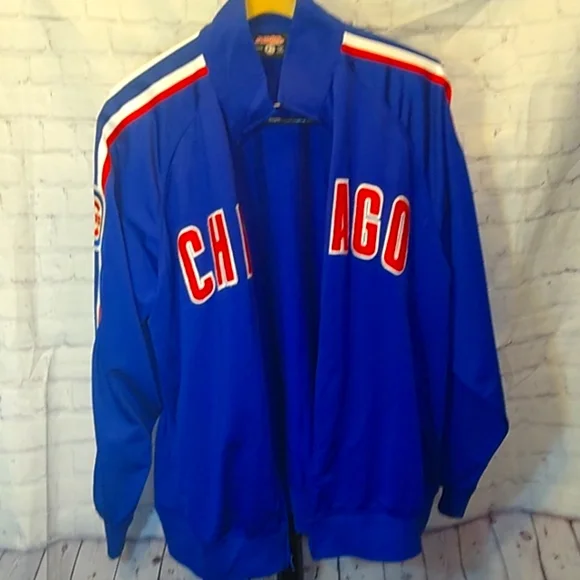 Old School Vintage Chicago Cubs Blue Zip up Jacket Men's XL Blue, - Picture 5 of 5